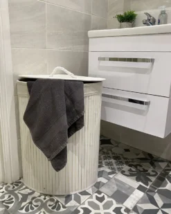 Vasketøjskurv MATARA Bambus Hvid 57 L