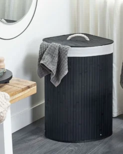 Vasketøjskurv MATARA Bambus Sort 57 L