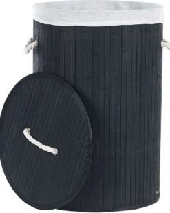 Vasketøjskurv SANNAR Bambus Sort 75 L