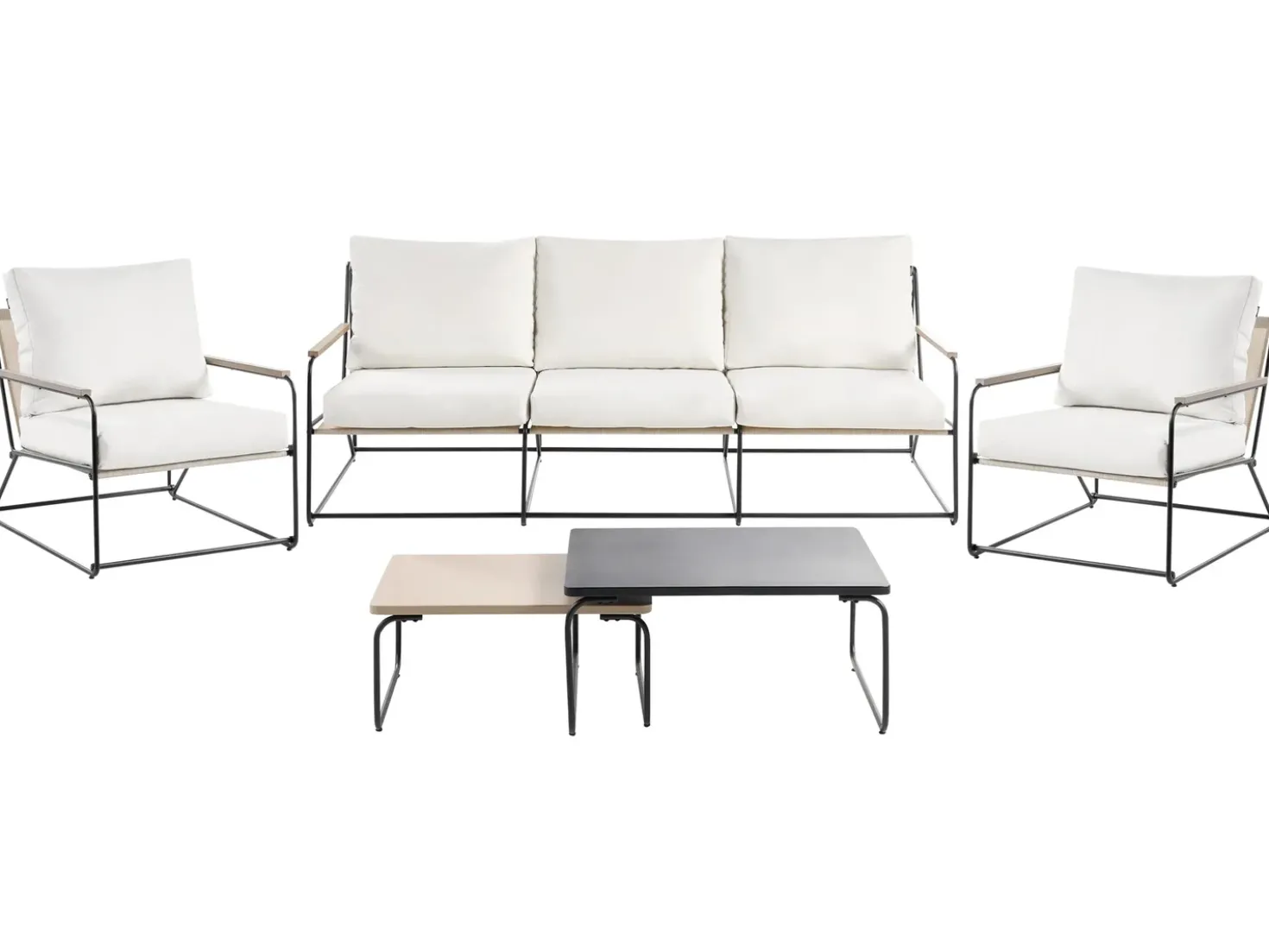 VENARIA 5 personers havesofasæt Beige/sort Metal med sofabord