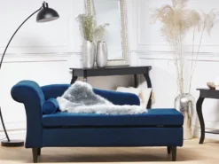 Venstrevendt chaiselong LUIRO Velour Navy Blå med opbevaring