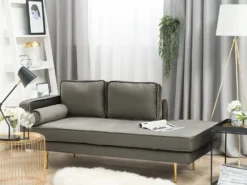 Venstrevendt chaiselong MIRAMAS Velour Brungrå