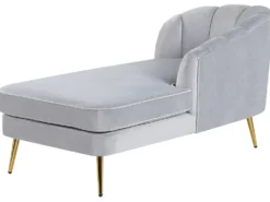 Venstrevendt chaiselong ALLIER Velour Lysegrå
