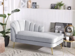 Venstrevendt chaiselong ALLIER Velour Lysegrå