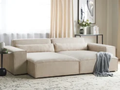 Venstrevendt chaiselong HELLNAR Velour Lys Beige