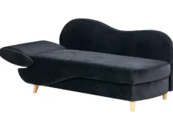 Venstrevendt chaiselong MERI Velour Sort med opbevaring