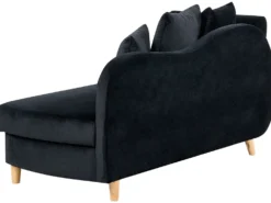 Venstrevendt chaiselong MERI Velour Sort med opbevaring
