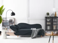 Venstrevendt chaiselong MERI Velour Sort med opbevaring