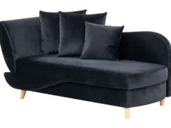Venstrevendt chaiselong MERI Velour Sort med opbevaring
