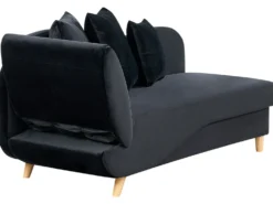 Venstrevendt chaiselong MERI Velour Sort med opbevaring