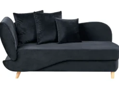 Venstrevendt chaiselong MERI Velour Sort med opbevaring