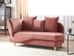 Venstrevendt chaiselong MERI Velour Lyserød med opbevaring