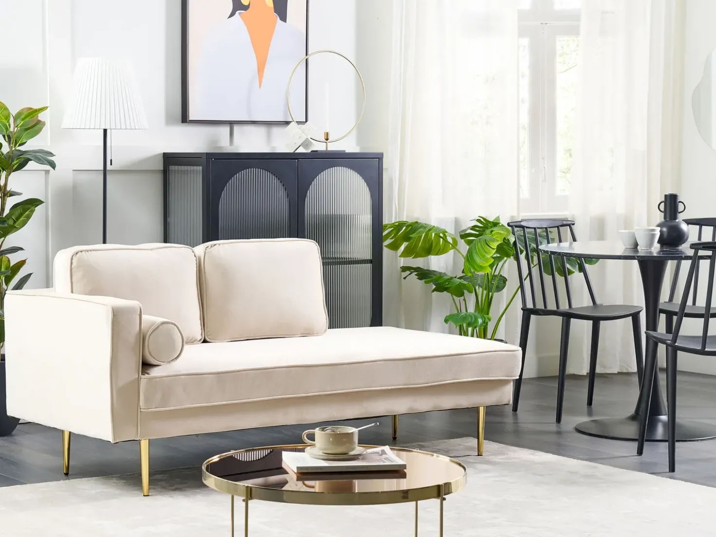 Venstrevendt chaiselong MIRAMAS Velour Beige