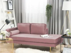 Venstrevendt chaiselong MIRAMAS Velour Lyserød