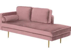 Venstrevendt chaiselong MIRAMAS Velour Lyserød