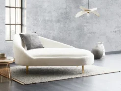 Venstrevendt chaiselong VALREAS Boucle Cremehvid