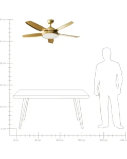 Ventilator med lys GOSHAABA Med fjernbetjening LED Messing