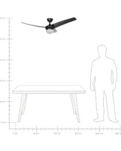 Ventilator med lys JIBOA Med fjernbetjening Sort