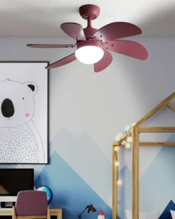 Ventilator med lys LOGAR Med fjernbetjening LED Lyserød