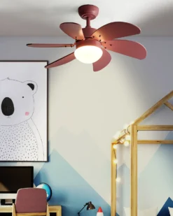 Ventilator med lys LOGAR Med fjernbetjening LED Lyserød