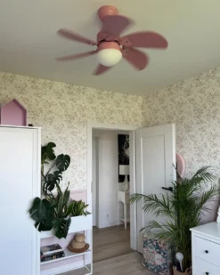 Ventilator med lys LOGAR Med fjernbetjening LED Lyserød