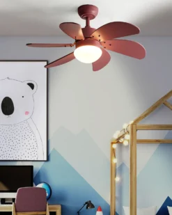 Ventilator med lys LOGAR Med fjernbetjening LED Lyserød