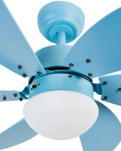 Ventilator med lys LOGAR Med fjernbetjening LED Blå