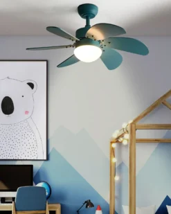 Ventilator med lys LOGAR Med fjernbetjening LED Blå