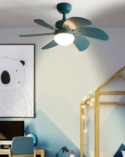 Ventilator med lys LOGAR Med fjernbetjening LED Blå