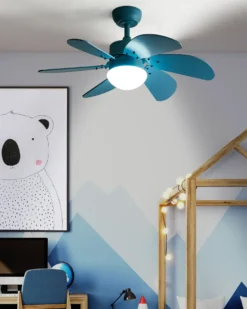 Ventilator med lys LOGAR Med fjernbetjening LED Blå