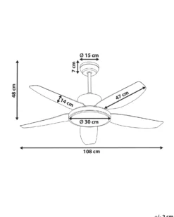 Ventilator med lys LOUVET Med fjernbetjening LED Sort