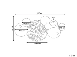 Vægdekoration Blad KRYPTON Metal 58 cm Multifarvet
