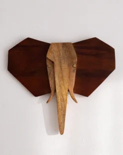 Vægdekoration Elefant GAROUA Mangotræ 37 cm Brun