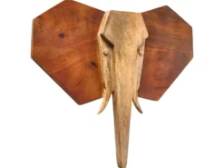 Vægdekoration Elefant GAROUA Mangotræ 37 cm Brun