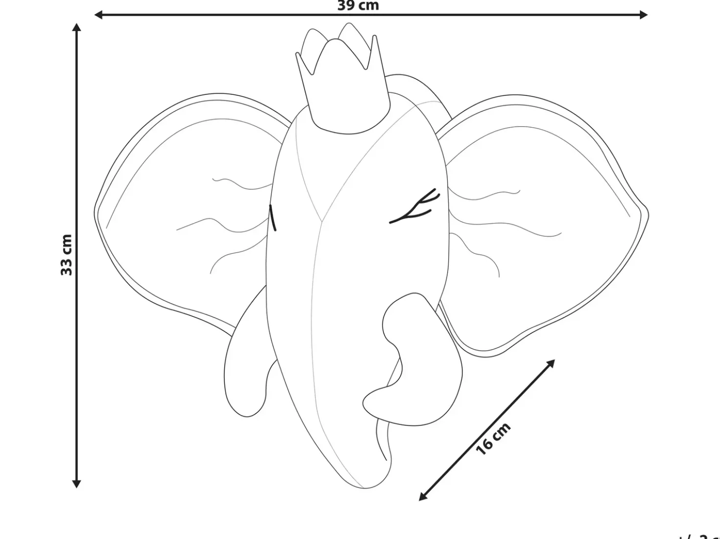 Vægdekorationer til børn Elefant TANTOR Bomuld 33 cm Grå