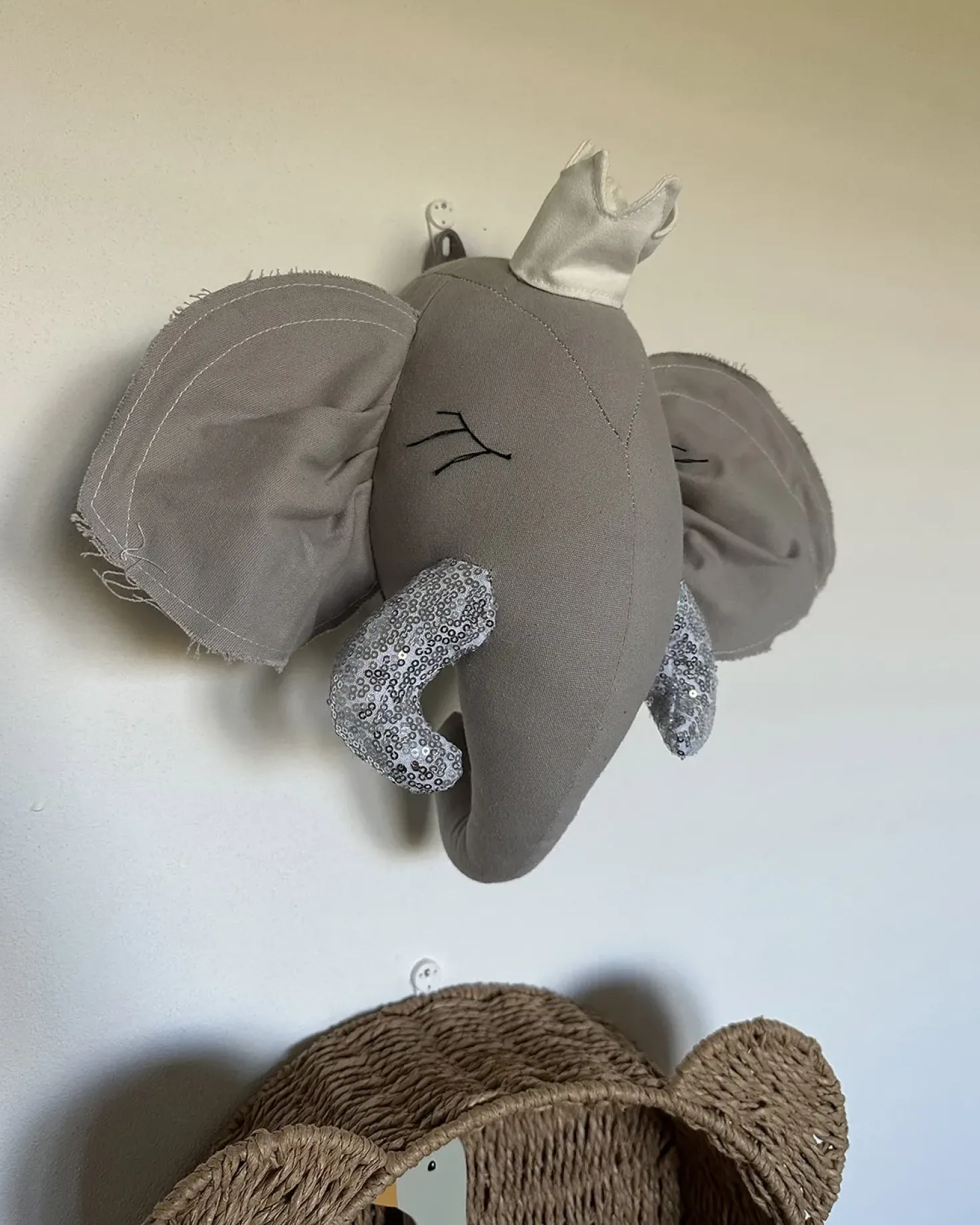 Vægdekorationer til børn Elefant TANTOR Bomuld 33 cm Grå
