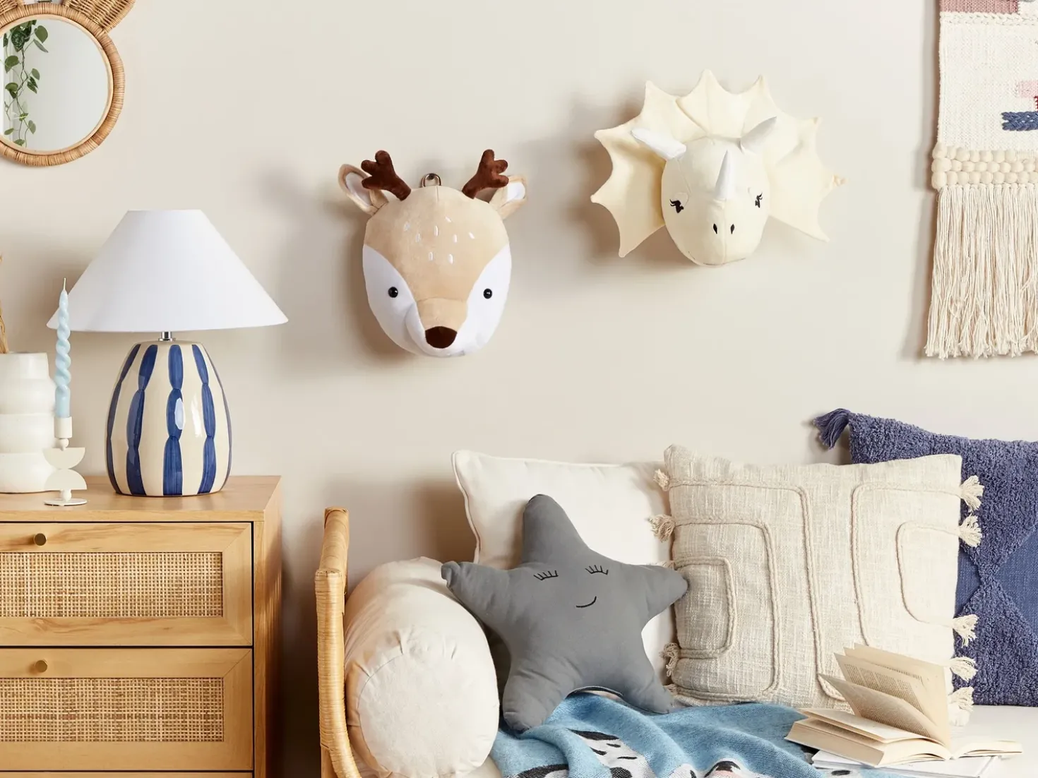 Vægdekorationer til børn Hjort BAMBI 30 cm Beige