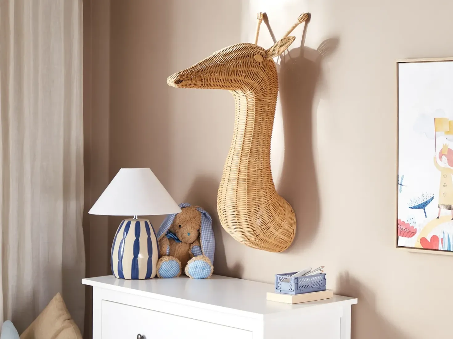 Vægdekoration Giraf BANANEC Rattan 83 cm Naturlig