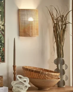 Væglampe DEMITRIE Naturlig Rattan