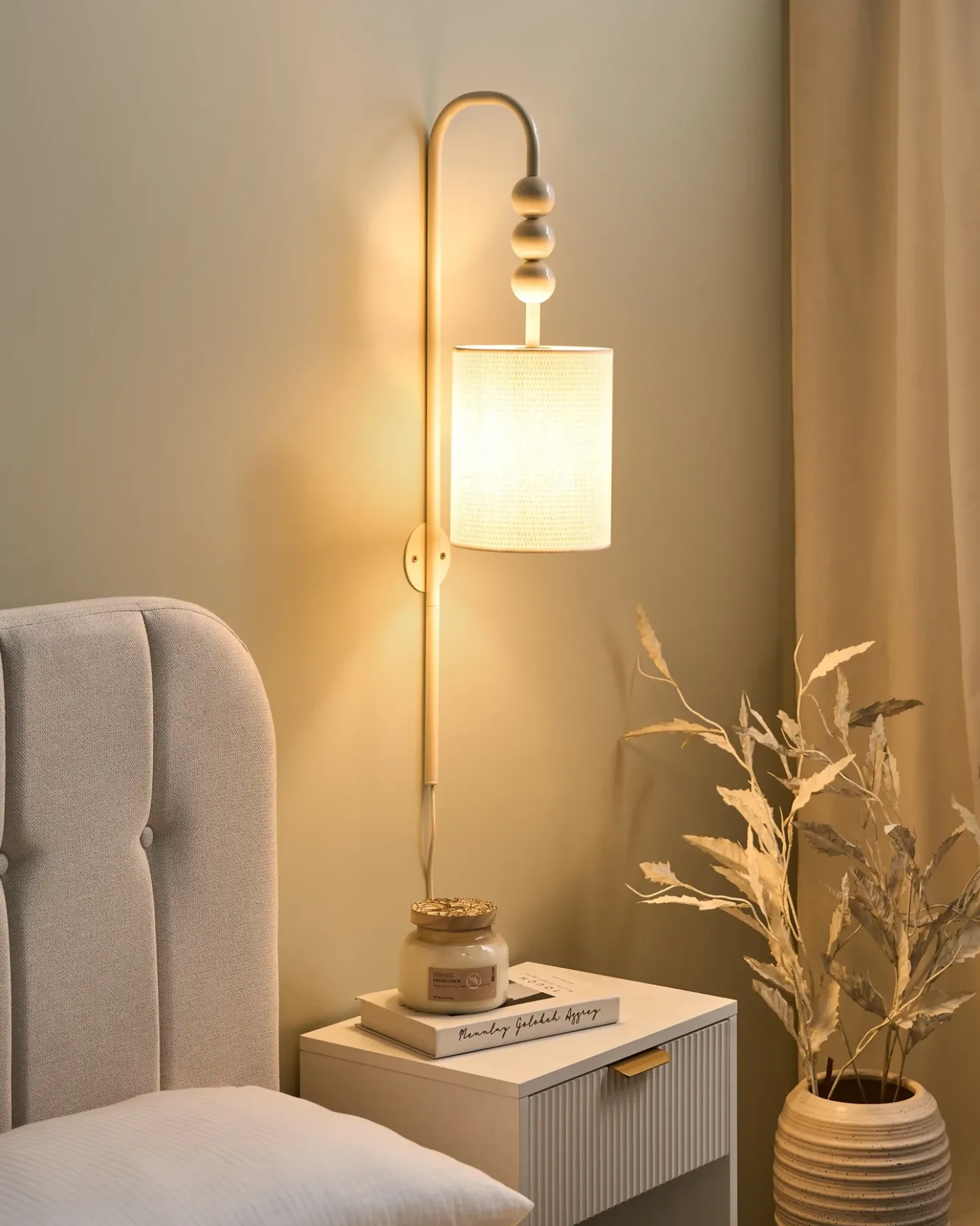 Væglampe LOKY Beige Metal