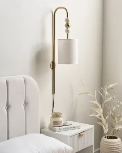 Væglampe LOKY Messing/beige Metal