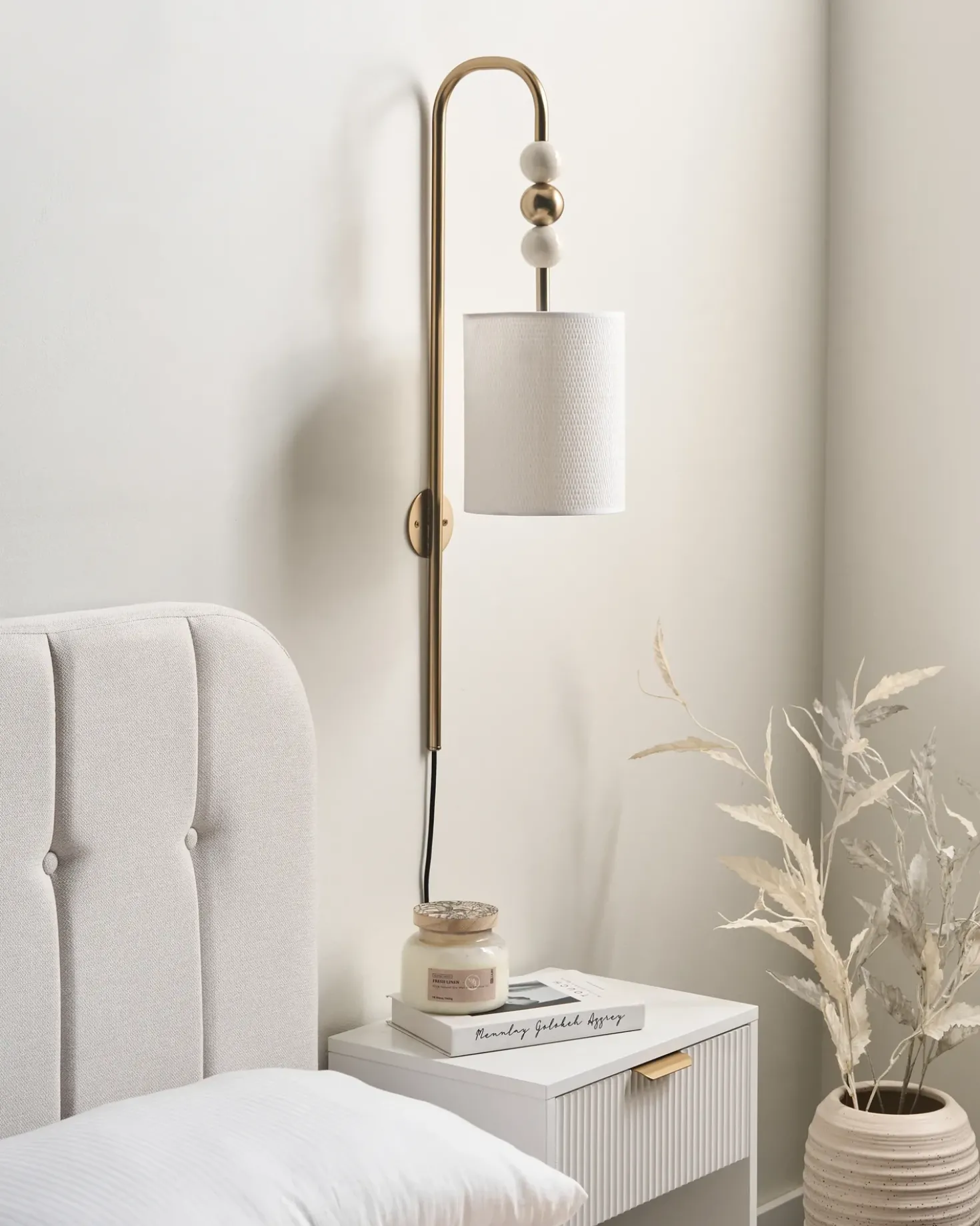 Væglampe LOKY Messing/beige Metal