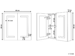Vægmonteret spejlskab til badeværelset LED MAZARREDO 60 cm 60 cm Sort