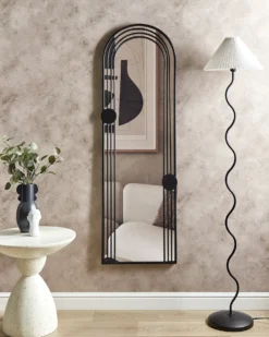 Vægspejl AJAIN 45 cm 146 cm Metal Sort
