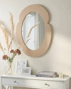 Vægspejl ALVENA 60 cm 80 cm Beige
