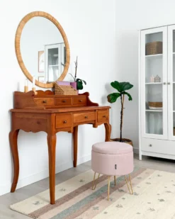 Vægspejl ANLEZY 80 cm 80 cm Rattan Naturlig