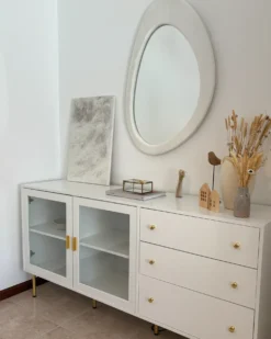 Vægspejl AUDES 60 cm 90 cm Velour Cremehvid
