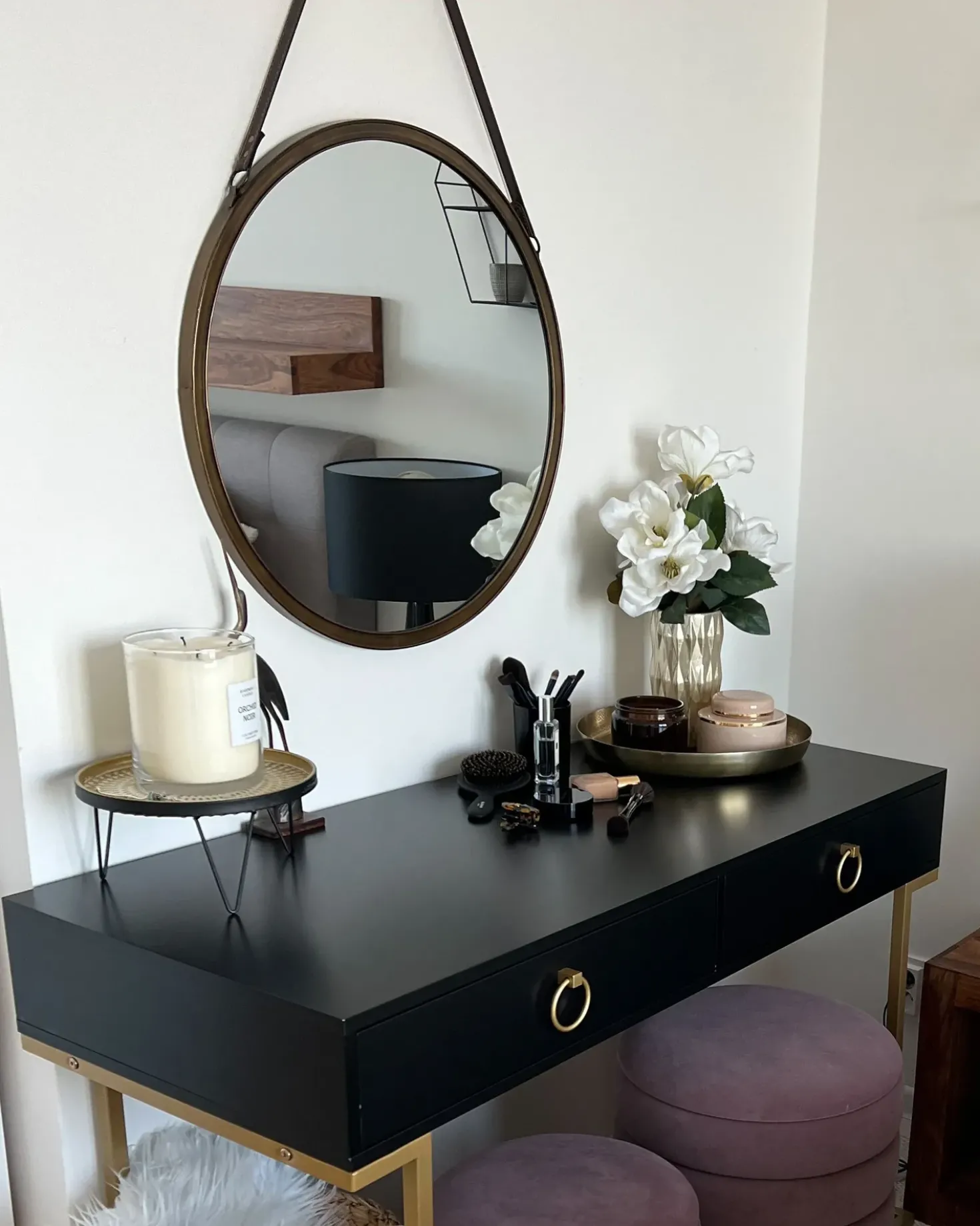 Vægspejl AUTUN 60 cm 60 cm Metal Guld