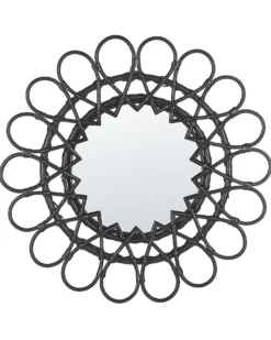 Vægspejl BABAI 60 cm 60 cm Rattan Sort