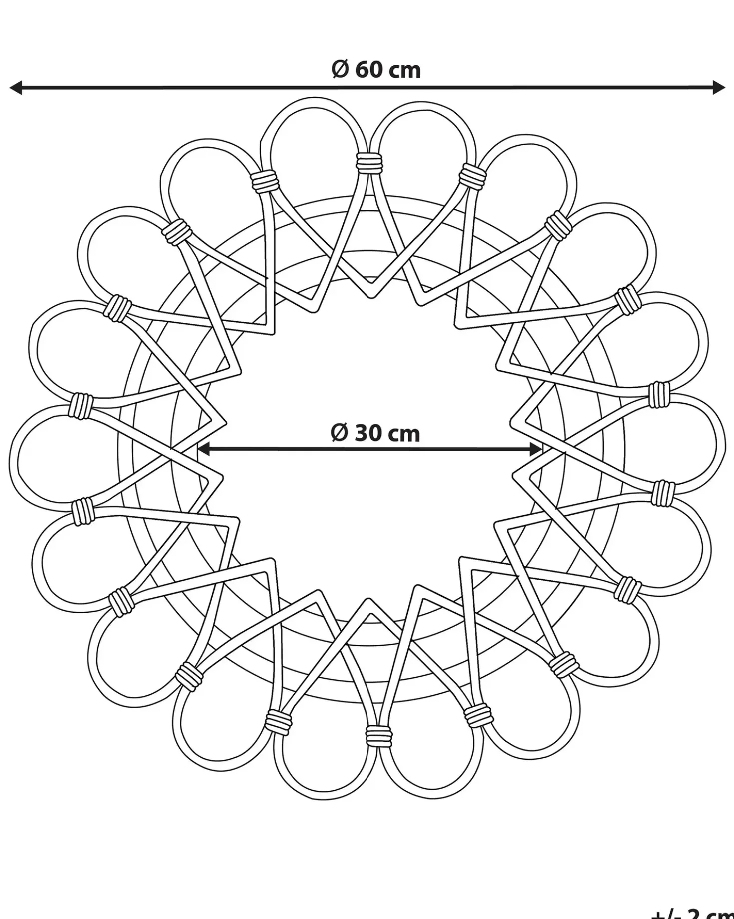 Vægspejl BABAI 60 cm 60 cm Rattan Naturlig